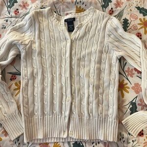 Chaps Women's Ivory Cable Knit Cardigan